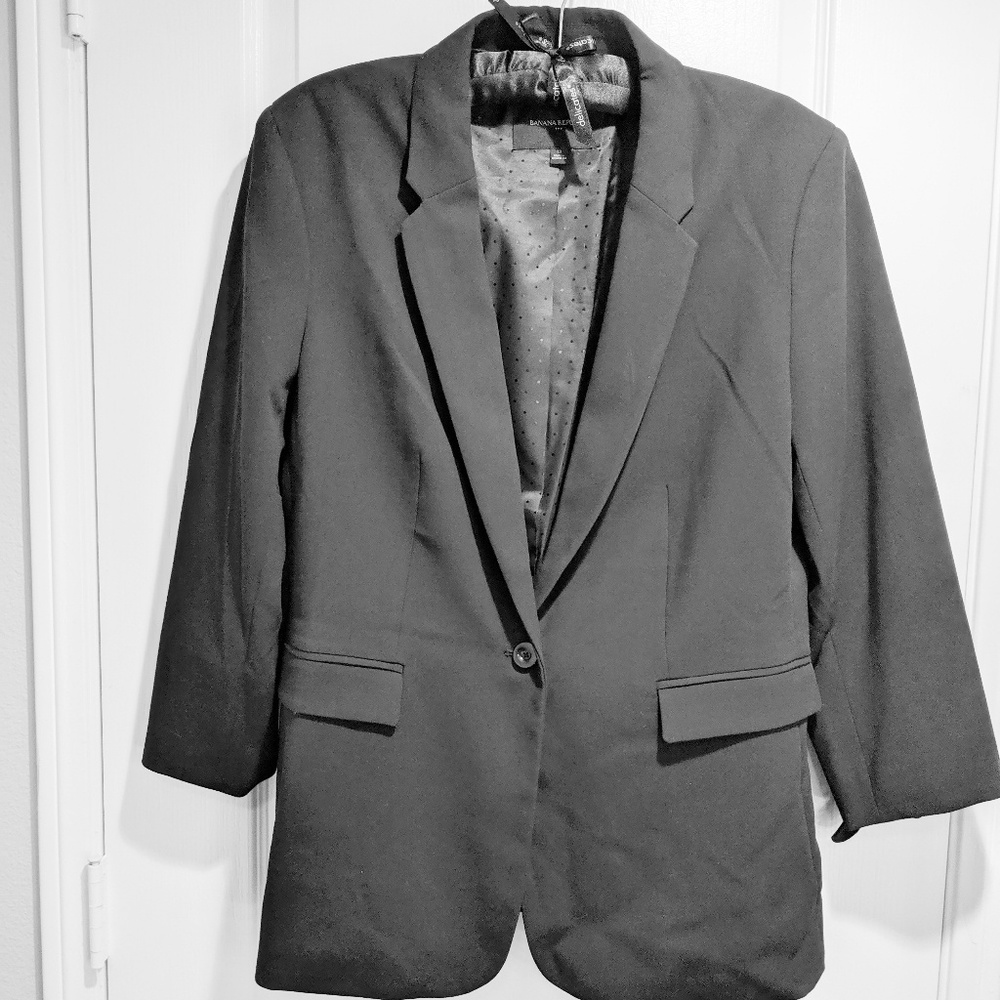 Banana Republic Black 3/4 Sleeve Blazer Size 12